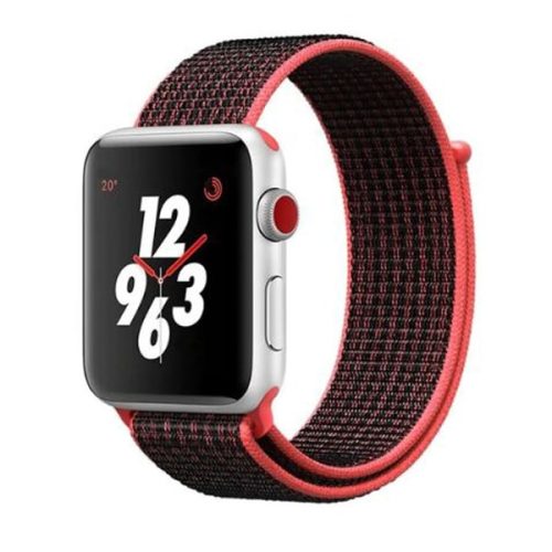 Apple Watch rugalmas szövet óraszíj /fekete-pink/ 44/45/46/49 mm