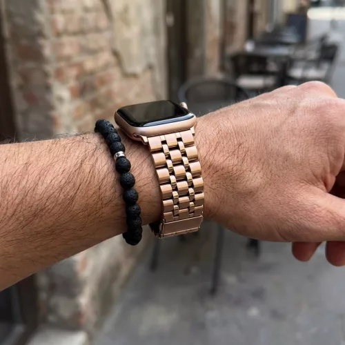 Apple Watch "Pearlmaster" láncszemes fém óraszíj /rosegold/ 40/41 és 42mm