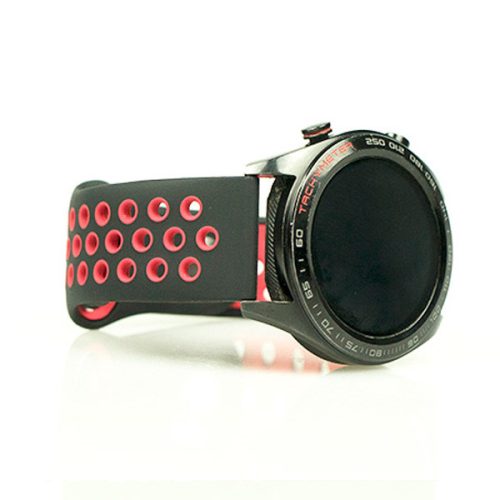 MYBANDZ Lélegző szilikon óraszíj / fekete-piros / 22mm