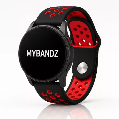 MYBANDZ Lélegző szilikon óraszíj / fekete-piros / 22mm