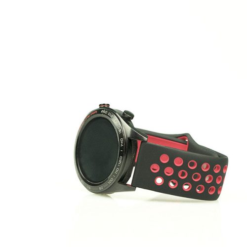 MYBANDZ Lélegző szilikon óraszíj / fekete-piros / 22mm