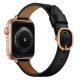 Apple Watch körcsatos bőróraszíj fém csattal /fekete/ 40/41 és 42mm