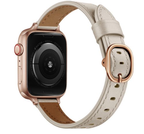 Apple Watch körcsatos bőróraszíj fém csattal /krémfehér/ 40/41 és 42mm