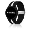MYBANDZ Csíkos szilikon óraszíj Galaxy Watch 4-5-6-7 /fekete-fehér/ 20mm