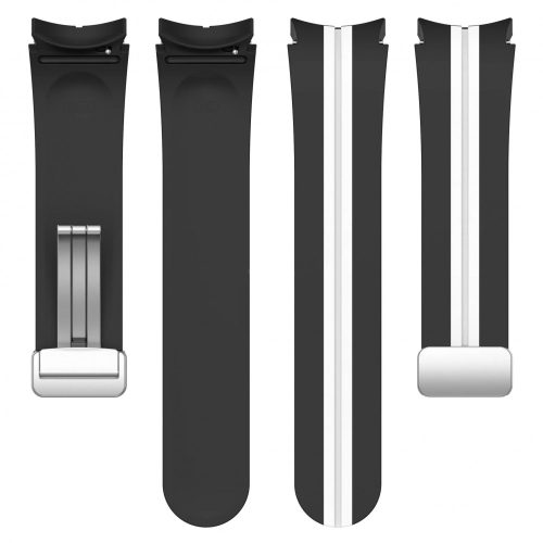 MYBANDZ Csíkos szilikon óraszíj Galaxy Watch 4-5-6-7 /fekete-fehér/ 20mm