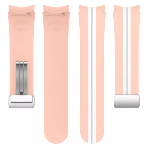 MYBANDZ Csíkos szilikon óraszíj Galaxy Watch 4-5-6-7 /pink-fehér/