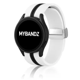   MYBANDZ Csíkos szilikon óraszíj Galaxy Watch 4-5-6-7 /fehér-fekete/