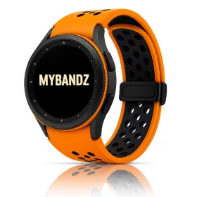   MYBANDZ Lélegző mágneszáras szilikon óraszíj /narancs-fekete(fekete csat) Galaxy Watch 4-5-6-7