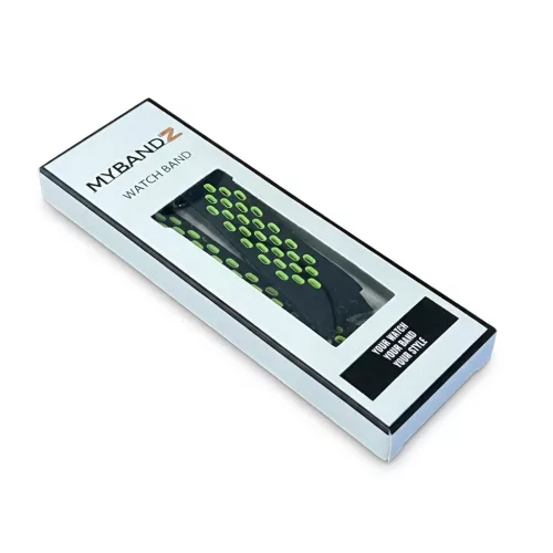 MYBANDZ Lélegző mágneszáras szilikon óraszíj /fekete-zöld Galaxy Watch 4-5-6-7
