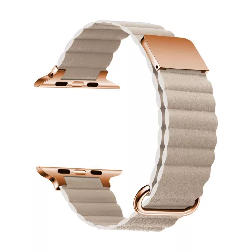 Apple Watch mágneses bőróraszíj fém csattal /bézs/ 40/41 és 42mm