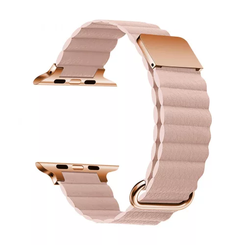 Apple Watch mágneses bőróraszíj fém csattal /púder/ 40/41 és 42mm