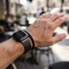 Apple Watch mágneses bőróraszíj fém csattal /fekete/ 40/41 és 42mm