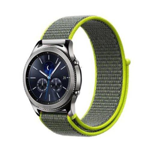 MYBANDZ Tépőzáras rugalmas szövet óraszíj / szürke-neon zöld / 20mm