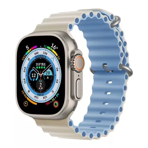 Apple Watch Ocean szilikon óraszíj / bézs-kék / 44/45/46/49 mm