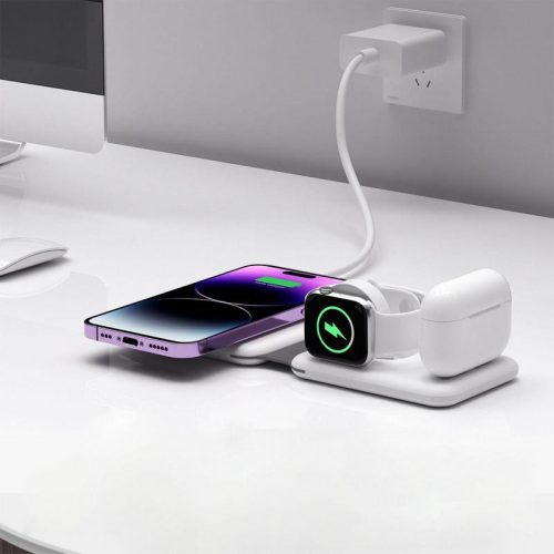 3in1 összehajtható vezeték nélküli töltő - fekete