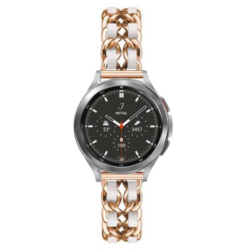 Mybandz  fém és bőr karkötő óraszíj /rosegold-fehér/ 20 mm