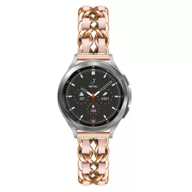   Mybandz  fém és bőr karkötő óraszíj /rosegold-pink/ 20 mm