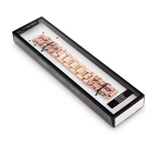 Mybandz  fém és bőr karkötő óraszíj /rosegold-pink/ 20 mm