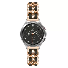   Mybandz  fém és bőr karkötő óraszíj /rosegold-fekete/ 20 mm