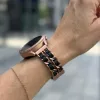 Mybandz  fém és bőr karkötő óraszíj /rosegold-fekete/ 20 mm