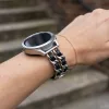 Mybandz  fém és bőr karkötő óraszíj /ezüst-fekete/ 20 mm