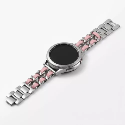 Mybandz  fém és bőr karkötő óraszíj /ezüst-púder/ 20 mm