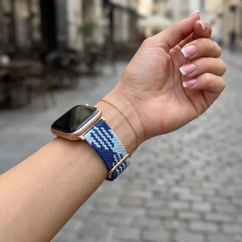 Apple Watch állítható fonott óraszíj /kék-fehér/ 40/41 és 42mm