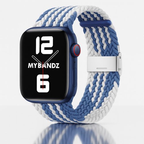 Apple Watch állítható fonott óraszíj /kék-fehér/ 44/45/46/49 mm