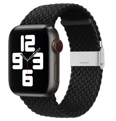 Apple Watch állítható fonott szövet óraszíj /fekete/ 44/45/46/49 mm