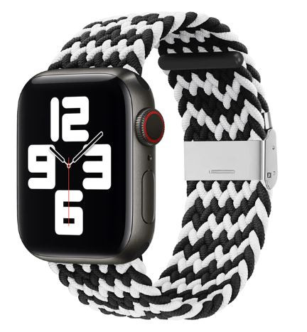 Apple Watch állítható fonott szövet óraszíj /fekete-fehér/ 44/45/46/49 mm