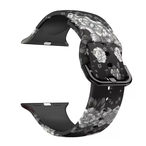 Apple Watch csatos szilikon óraszíj /blackflower/ 44/45/46/49 mm
