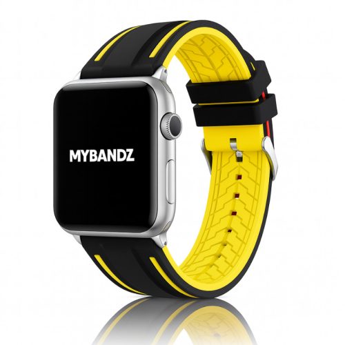 Apple Watch sportos szilikon óraszíj /fekete-sárga/ 44/45/46/49 mm