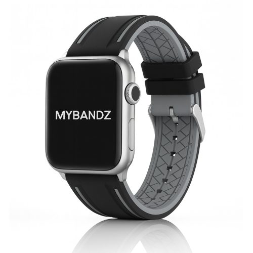 Apple Watch csatos szilikon óraszíj /fekete-szürke/ 40/41 és 42mm