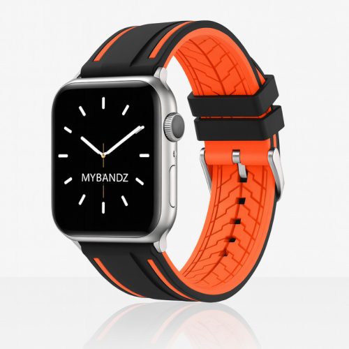 Apple Watch csatos szilikon óraszíj /fekete-narancs/ 40/41 és 42mm