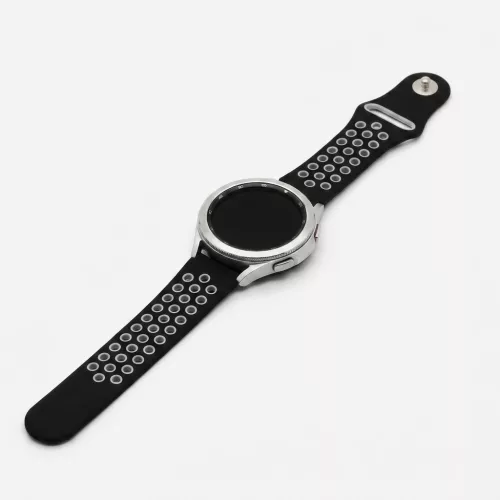 MYBANDZ Lélegző szilikon óraszíj / fekete-szürke / 22mm