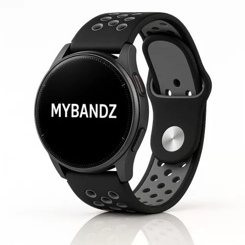 MYBANDZ Lélegző szilikon óraszíj / fekete-szürke / 22mm