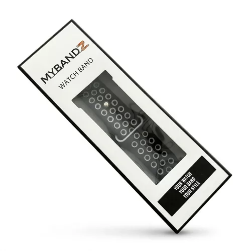 MYBANDZ Lélegző szilikon óraszíj / fekete-szürke / 22mm
