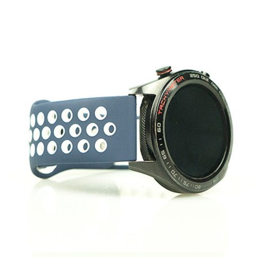 MYBANDZ Lélegző szilikon óraszíj / kék-fehér / 22mm