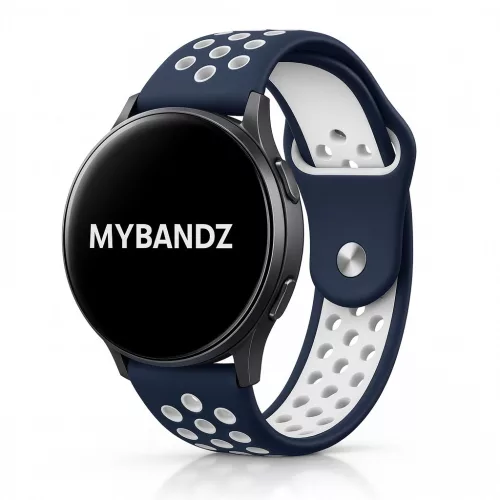 MYBANDZ Lélegző szilikon óraszíj / kék-fehér / 22mm