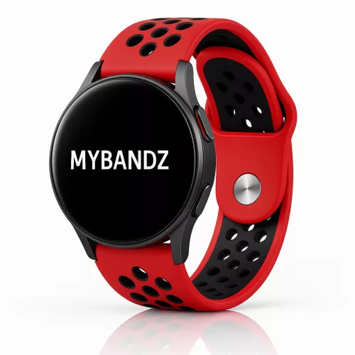 MYBANDZ Lélegző szilikon óraszíj / piros-fekete / 22mm