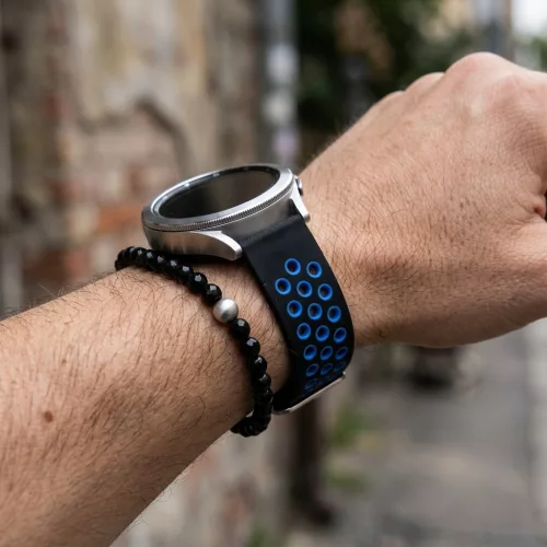 MYBANDZ Lélegző szilikon óraszíj / fekete-kék / 22mm