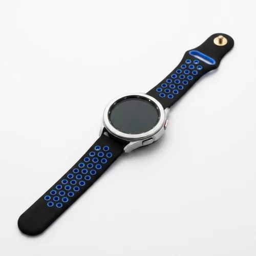 MYBANDZ Lélegző szilikon óraszíj / fekete-kék / 22mm