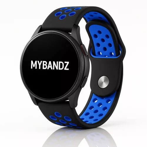 MYBANDZ Lélegző szilikon óraszíj / fekete-kék / 22mm