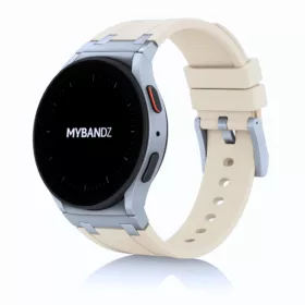   Mybandz Element szilikon óraszíj-Samsung Galaxy Watch 4-5-6-7/bézs-ezüst/20mm