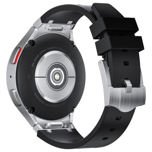 Mybandz Element szilikon óraszíj-Samsung Galaxy Watch 4-5-6-7/fekete-ezüst/20mm