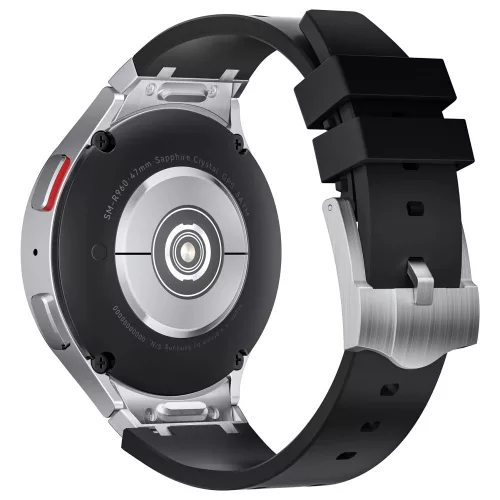 Mybandz Element szilikon óraszíj-Samsung Galaxy Watch 4-5-6-7/fekete-ezüst/20mm