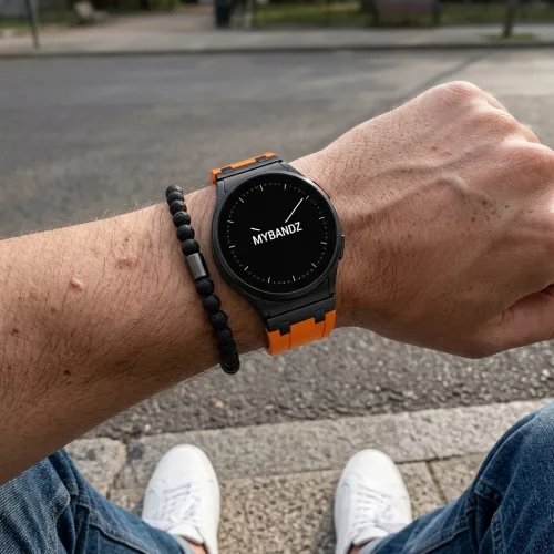 Mybandz Element szilikon óraszíj-Samsung Galaxy Watch 4-5-6-7/narancs-fekete/20mm