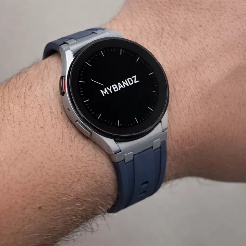 Mybandz Element szilikon óraszíj-Samsung Galaxy Watch 4-5-6-7/mélykék-ezüst/20mm