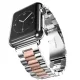 Apple Watch klasszikus fém óraszíj /ezüst-pinkarany/ 44/45/46/49 mm