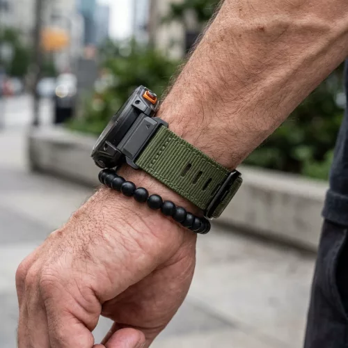 Mybandz Szövet óraszíj /zöld (Garmin 22 mm-es QF)